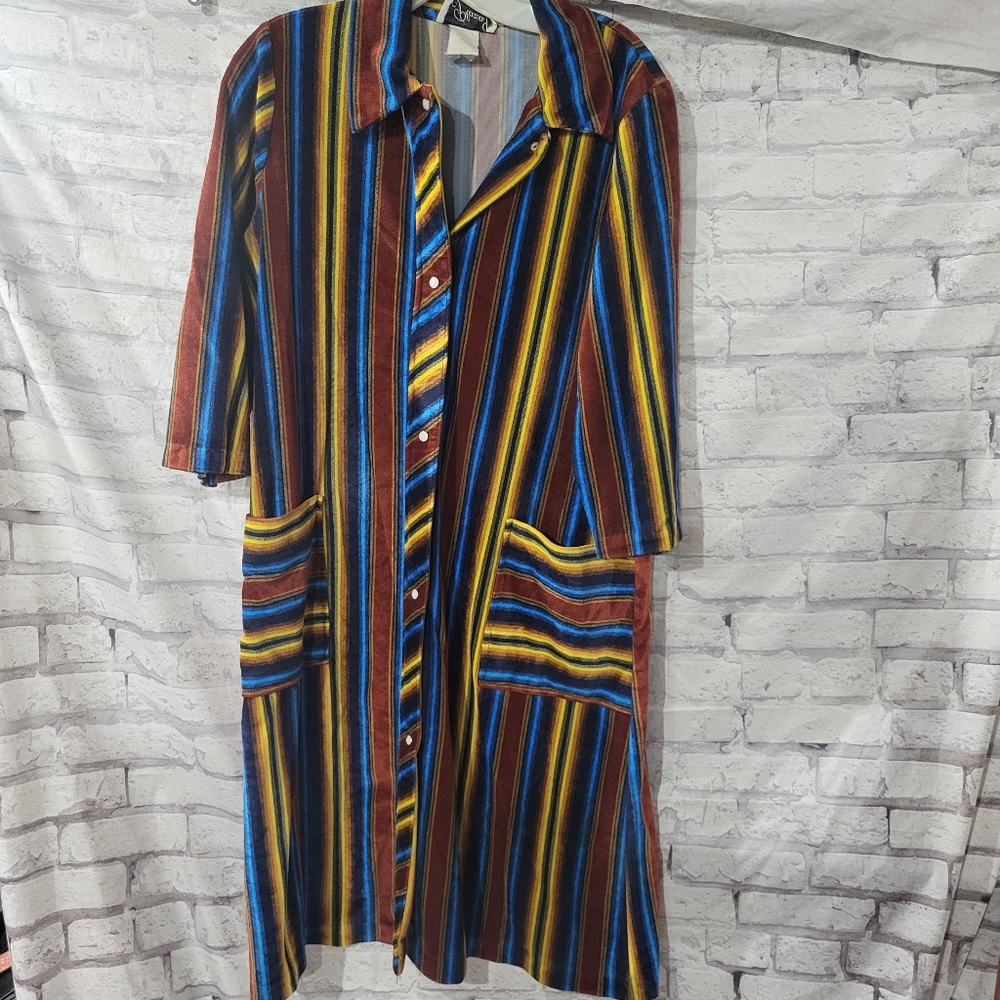 Striped Multicolor Button-Up Dress/duster